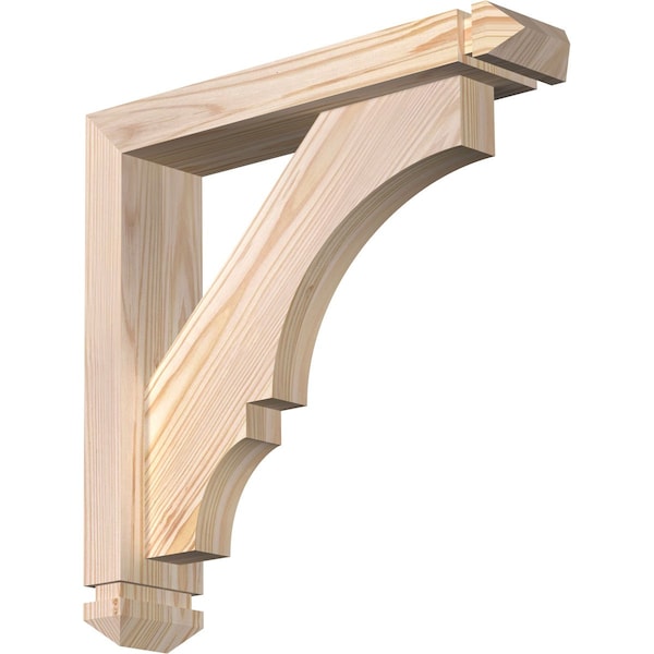 Ekena Millwork Balboa Arts and Crafts Smooth Bracket w/ Offset Brace, Douglas Fir, 3 1/2"W x 16"D x 16"H BKT0402X16X16BOA03SDF - main